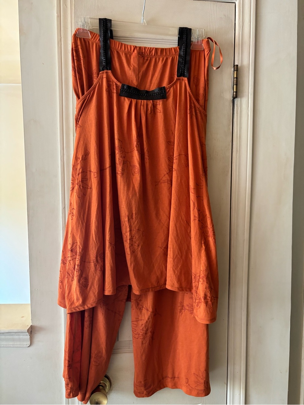 Lauren Vidal Orange 2 piece set with Black Strap Detail
